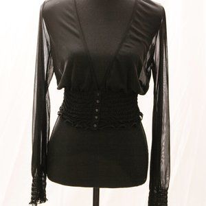 90's Black Chiffon Top
